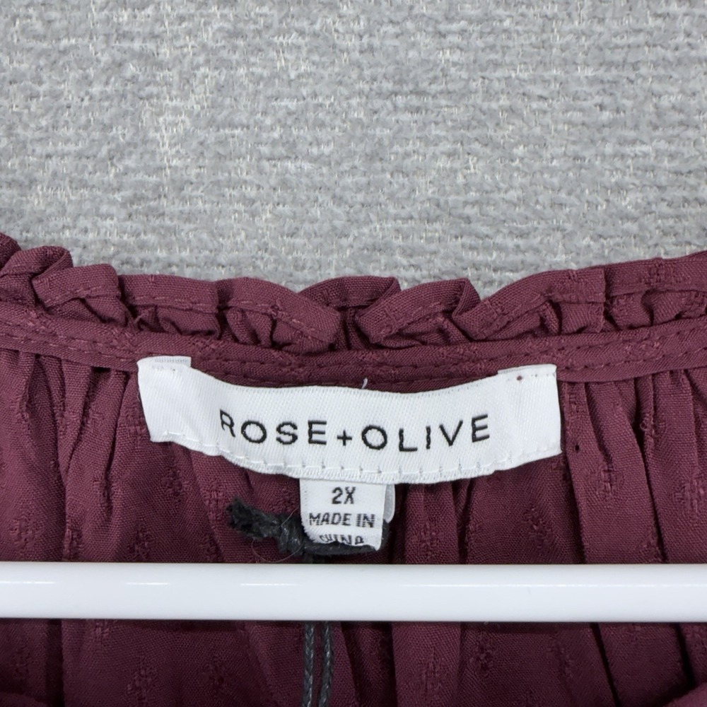Rose + Olive Blouse Top Women Size 2X Plum 3/4 Sleeve Casual NEW - Picture 3 of 8